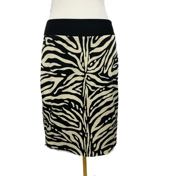 THE LIMITED Zebra Print Sleek Pencil Skirt Womens Sz 6 Beige Black High Rise - Picture 3 of 11